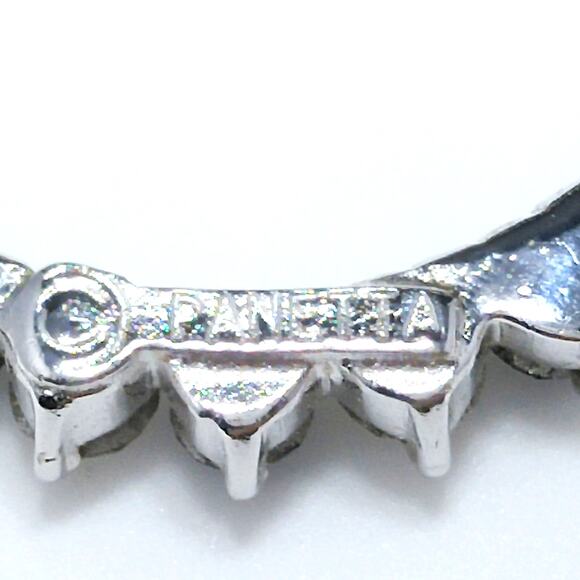 Vintage Panetta Blue Clear Rhinestone Wreath Brooch Rhodium Plated 1960s - Picture 10 of 10